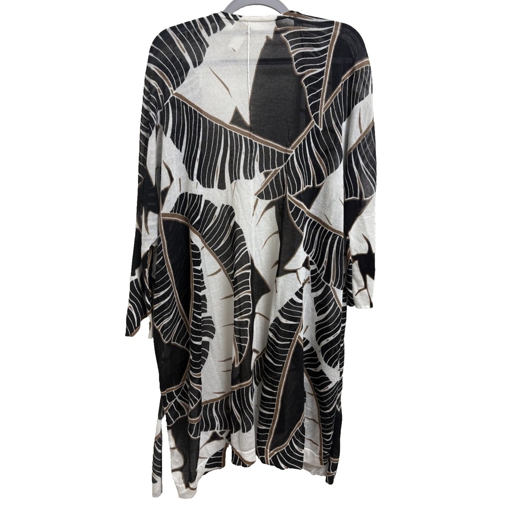Chicos Palm Leaf Kimono Cardigan Boho Tropical Open Front Duster Small - Picture 2 of 5